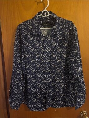 Wrangler Navy and White Floral Button-Down Shirt